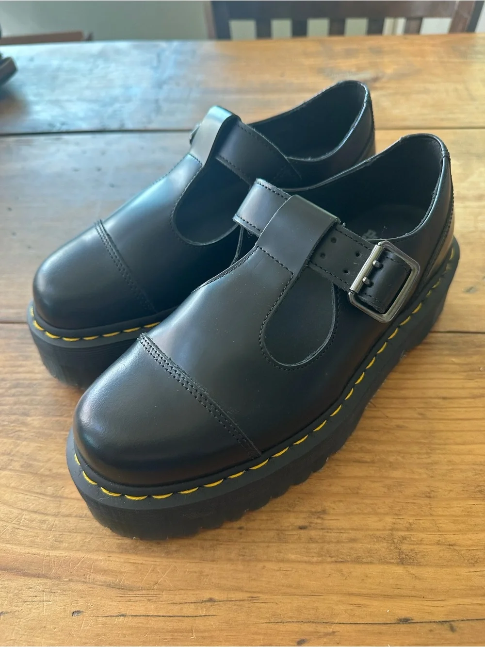 Dr Martens Bethan Black Platform Mary Jane Shoes Size 7